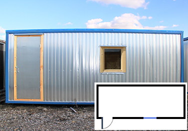 Металлическая бытовка 6 на 2,4 с одним окном с одной дверью